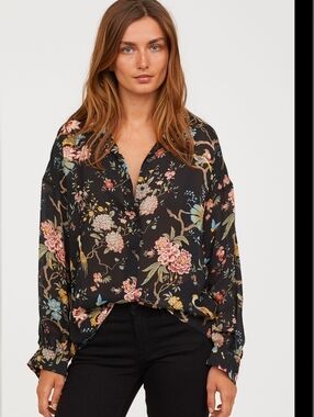 GP & J Baker For H&M Collab/ Hydrangea And Birds/ Long Sleeve Blouse/ Size US 10